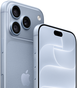 iPhone 18 Pro, color glaciar, vistas frontal y posterior para mostrar el Ceramic Shield, sistema de tres cámaras